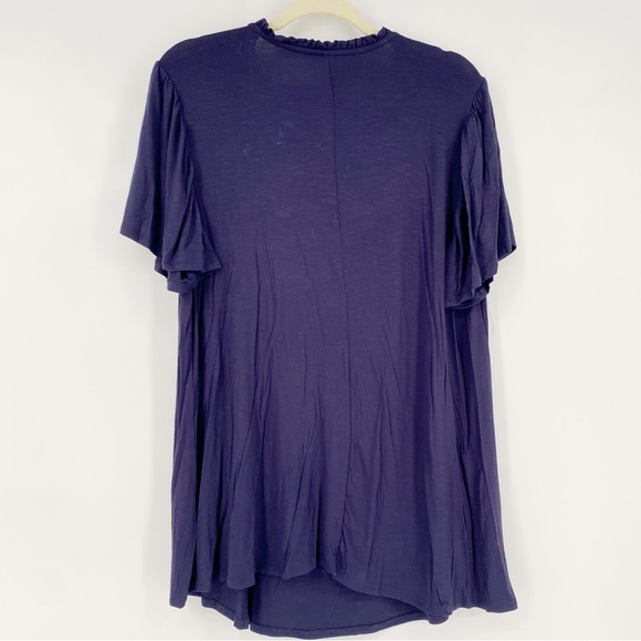 3 for $15 Lane Bryant 14/16 Smocked Tie Neck Short Sleeve Tee Shirt Flowy Top - Picture 2 of 4